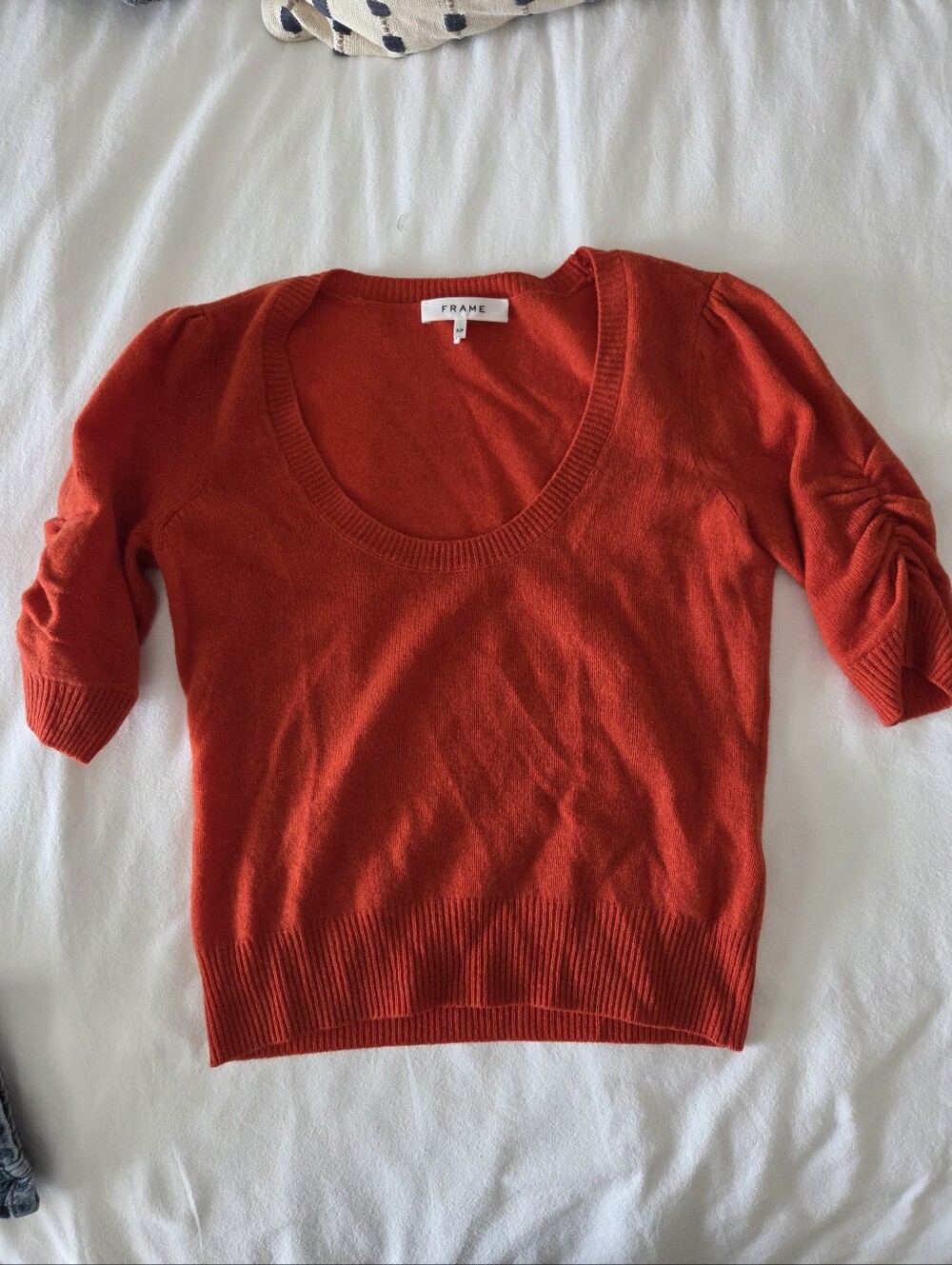 Frame Denim Scoop Neck Sweater in Bright Red